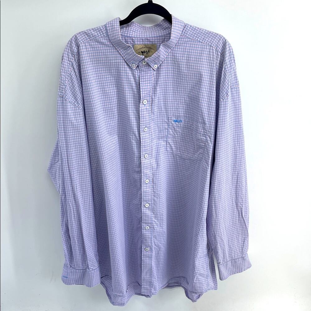 Coastal Cotton plaid long sleeve button up dress shirt sz XXXL